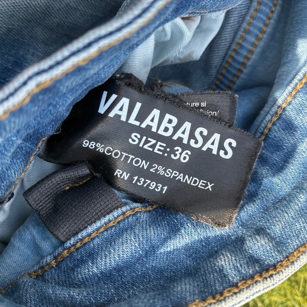 Valabasas Mens 35x34 Light Wash Blue Stacked Pocket Cargo Jeans Denim Flare Y2K - Picture 3 of 10